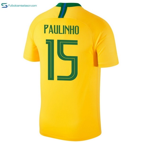 Camiseta Brasil 1ª Paulinho 2018 Amarillo